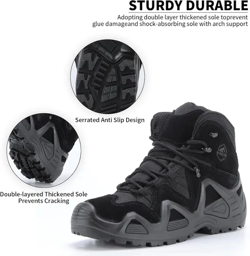 Vista 5 de Men's Military Tactical Boots 6 Inches Lightweight Combat Boots Waterproof Hiking Boots Durable Outdoor Work Boots