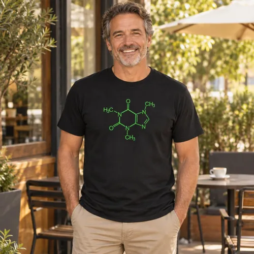 Vista 3 de Caffeine Molecule - Coffee Soda Tea Drinker - Camiseta de algodón para hombre