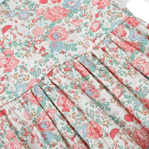Vista 5 de Vestido casual de algodón con estampado floral vintage para niñas 2T-12, para primavera, verano, otoño, ropa de Pascua