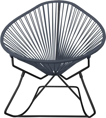 Vista 8 de Innit Designs Acapulco - Silla mecedora con estructura cromada, color turquesa, tejido naranja Verde