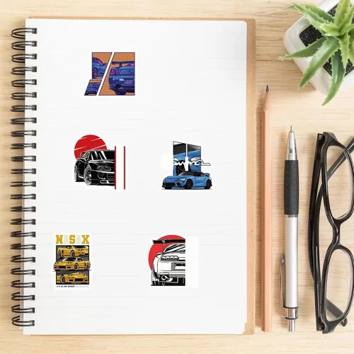 Vista 4 de 200 calcomanías JDM Racing Cars – Impermeable para laptop, botellas, monopatín, guitarra, casco