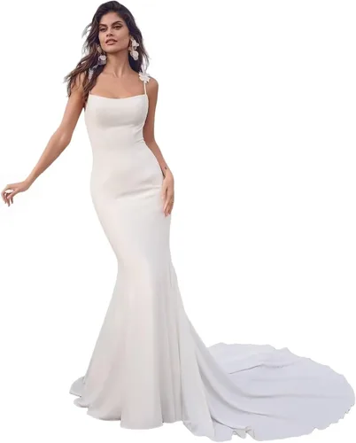 Vista 7 de Vestido de novia formal sin tirantes con encaje, largo de sirena para mujer 2019 WD162