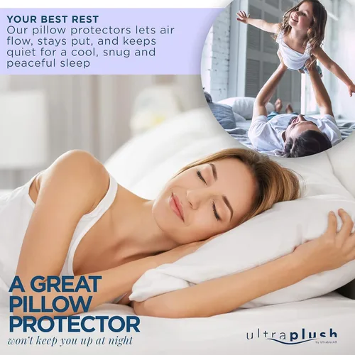 Vista 5 de UltraPlush - Juego de 2 protectores de almohada impermeables para cama king