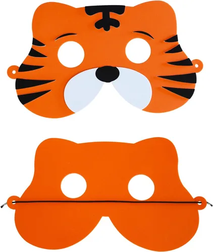 Vista 4 de Winlyn 27 juegos de máscaras de animales de la selva, kits de manualidades, máscaras faciales de animales de safari, máscaras de espuma para fiestas