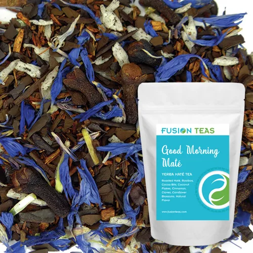 Vista 2 de Good Morning Yerba Mate - Chocolate Chai Mate con Rooibos y Coco - Té gourmet de hojas sueltas - Bolsa de 4 onzas