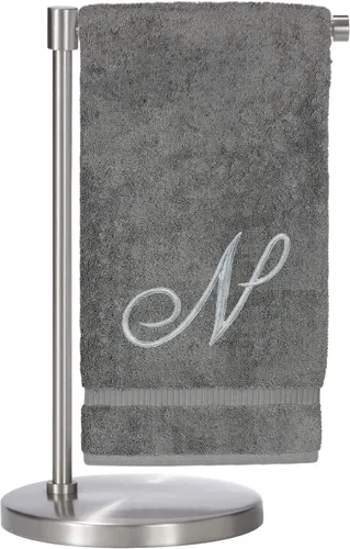 Vista 127 de Script R - Toalla de baño con monograma, regalo personalizado, 27 x 54 pulgadas, juego de 1 toalla bordada con texto dorado, 100% algodón turco Navy