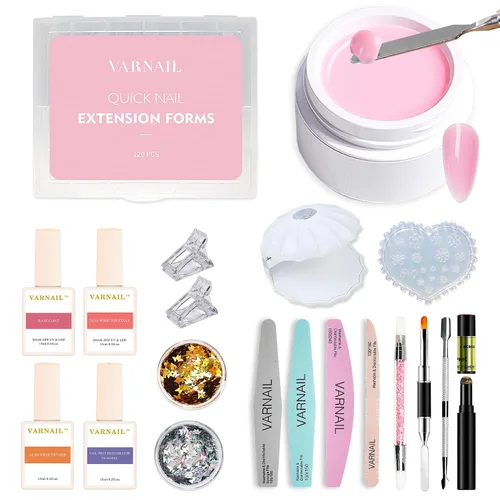Vista 8 de VARNAIL Kit de extensión de uñas, gel de construcción sólido, gel de construcción de uñas no pegajoso con gel básico y herramientas, lámpara