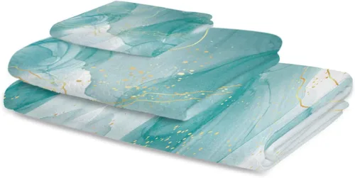 Vista 2 de Marble Agate Bath Towels for Bathroom Set - Luxury Towels Gifts for Women,Quick Dry Beach Kitchen Hand Hair Face Yoga Workout Gym Towel and Dish