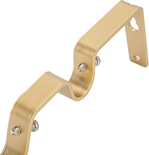 Vista 7 de Ycolnaefllr Juego de 3 soportes dobles dorados, soportes para barra de cortina dobles resistentes, soportes para colgar barra de cortina de 1 y 0.7
