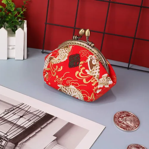 Vista 7 de iSuperb Monedero tipo monedero con cierre de cierre, estilo retro, mini bolsa de gran capacidad, bolso de mano para niñas y mujeres