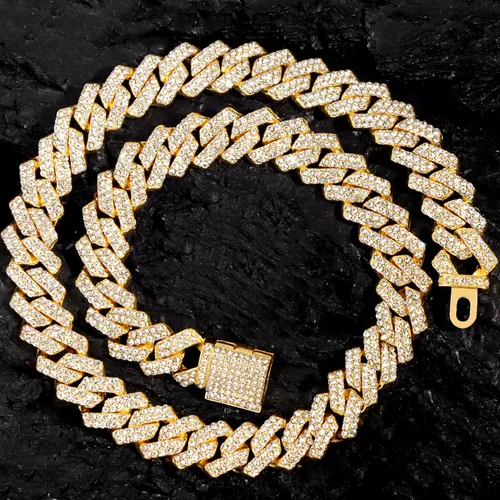 Vista 5 de Cadena de eslabones cubanos de 0.55 pulgadas para hombre, collar de cadena de eslabones cubanos de Miami, pulsera para hombres y mujeres, cadenas
