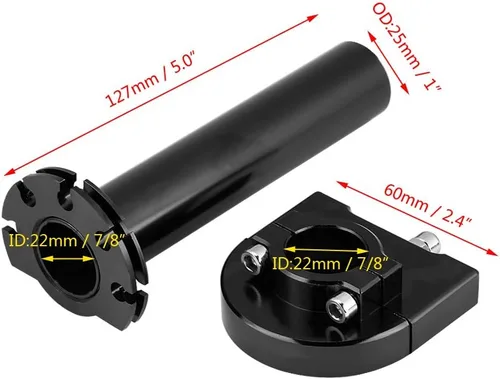 Vista 4 de Agarres universales de acelerador, 7/8 de pulgada y 0.866 in para manillar de acelerador para motocicleta, scooter, motocross, moto (negro)