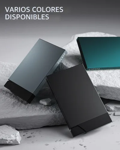 Vista 6 de VULKIT Tarjetero desplegable minimalista para tarjetas de crédito, bloqueo RFID, funda delgada de metal para hombres o mujeres (negro)