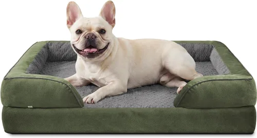 Vista 19 de L Plus - Cama ortopédica para perros grandes, sofá lavable para perros con espuma para huevos, forro impermeable y parte inferior antideslizante