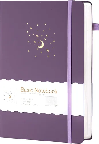 Vista 19 de CAGIE Cuaderno rayado para trabajo, cuaderno de tapa dura para escribir, mujeres y hombres, diario para tomar notas con lazo para bolígrafo