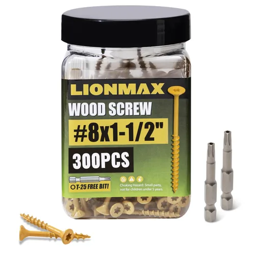 Vista 16 de LIONMAX Tornillos para Terraza de 1 Pulgada, Tornillos para Madera #8 x 1, 300 PCS, Resistentes al Óxido, Revestimiento Epoxi Exterior, Tornillos