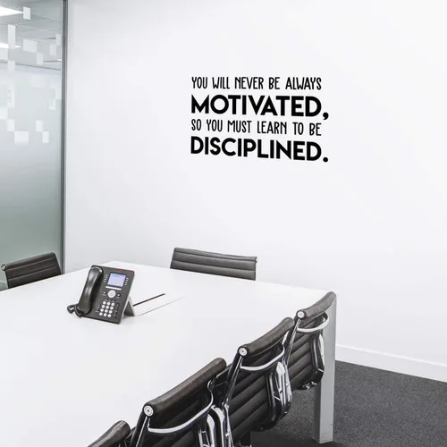 Vista 2 de Calcomanía de vinilo para pared, con texto en inglés «You Will Never Be Always Motivated Learn to Be Disciplined», 17 x 30 pulgadas, calcomanía
