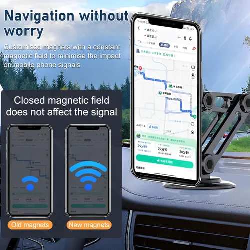 Vista 5 de Soporte magnético universal de 360° PRO para teléfono celular, soporte magnético plegable de aleación para teléfono celular para automóvil