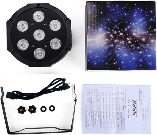 Vista 3 de Luz LED Par 7x12W de escenario con pruebas estrictas, luces LED RGBW 4en1, luces de DJ de escenario, control DMX512 activadas por sonido, luz