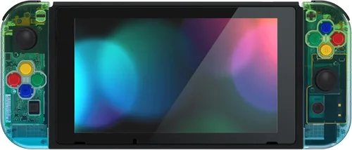 Vista 5 de eXtremeRate Placa trasera para consola Nintendo Switch, carcasa del controlador de mano NS Joycon con botones coloridos, carcasa de repuesto