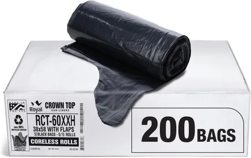 Vista 21 de Aluf Plastics Bolsas de basura negras resistentes de 33 galones de 1.7 milésimas de pulgada de pulgada de grosor con cierre de solapa E-Z de 33 x 39