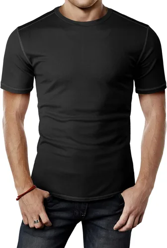 Vista 30 de H2H Camisetas de manga corta de compresión Cool Dry para hombre Cmtts263-negro