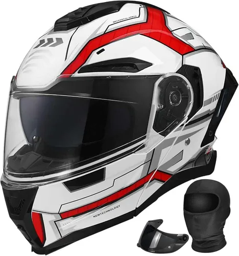 Vista 10 de Casco Moto Modular, Doble Visera Solar Antivaho y Visión 190°, Ventilación Multizona, Forro Extraíble Lavable, ABS Resistente DOT Homologado