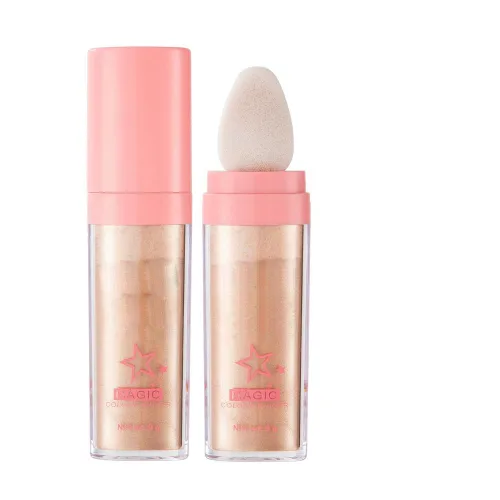 Vista 14 de Polvo de resaltado con purpurina, maquillaje para iluminar el rostro natural tridimensional en polvo para resaltador de mejillas.
