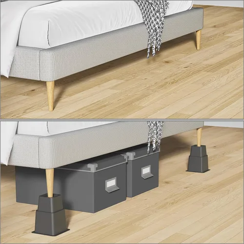Vista 2 de Elevadores de cama de 3, 5 u 8 pulgadas, resistentes, elevadores de muebles ajustables para cama, sofá, mesa, silla, soporta hasta 1500 libras