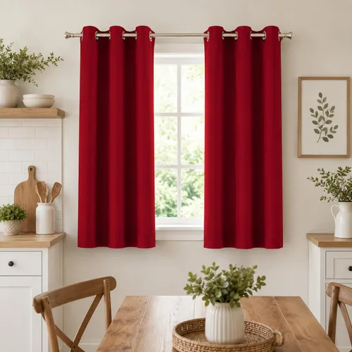 Vista 8 de Aquazolax Cortinas opacas de 45 pulgadas de largo, juego de 2 paneles para guardería, cortinas de tratamiento de ventanas con aislamiento térmico