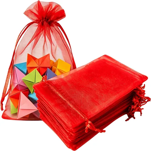 Vista 28 de Paquetes de 50 bolsas de regalo de organza de 4 x 6 pulgadas con cordón negro transparente, decoraciones de embalaje de tela transparente