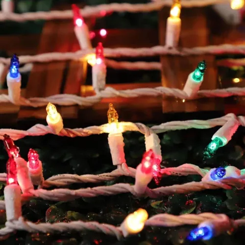 Vista 6 de JUSTPRO - Tira de luces multicolor de alambre blanco de 21.6 pies, 100 luces incandescentes de Navidad, con certificación UL, mini luces de Navidad