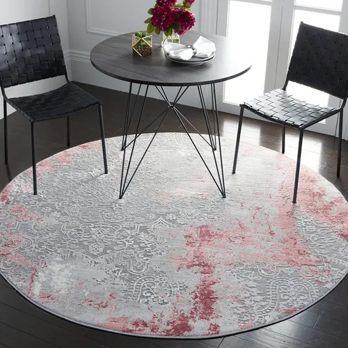 Vista 10 de SAFAVIEH Meadow Collection - Alfombra decorativa de 2 x 5 pies, gris claro y rosa, diseño abstracto moderno, no desprende pelusa y de fácil cuidado