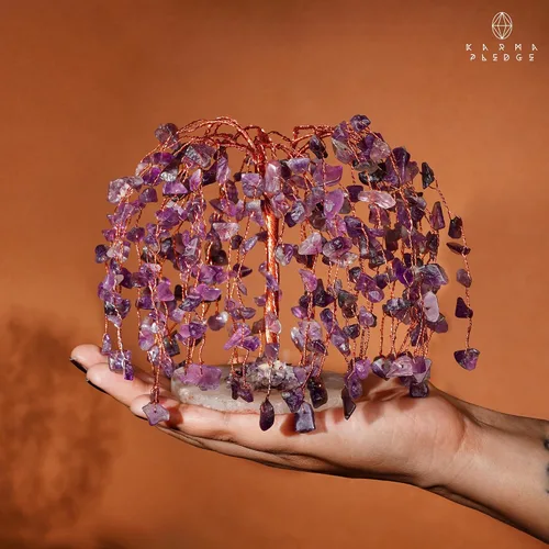 Vista 7 de Árbol de la vida de cristal de amatista curativos de chakras, árboles bonsái de Feng Shui para energía positiva, dinero, buena suerte, árbol