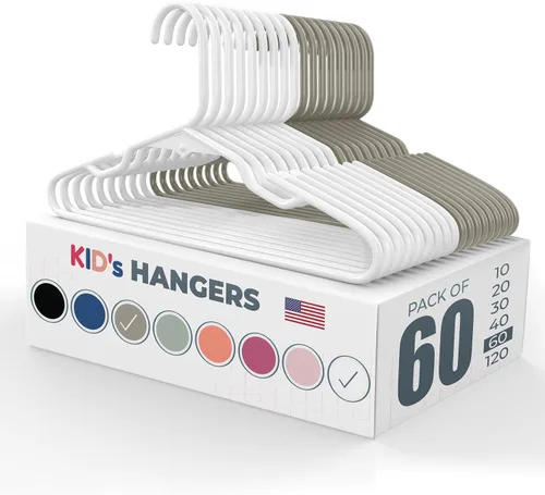 Vista 44 de Perchas de plástico para niños de 12 pulgadas, paquete de 10 unidades, fabricadas en los Estados Unidos, capacidad de 5 libras, perchas para ropa