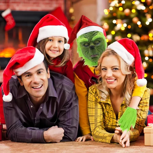 Vista 6 de Máscara de monstruo verde para árbol de Navidad, decoración de oficina, fiesta de Navidad, fiesta de Halloween, cosplay, mujeres y hombres