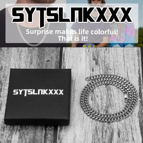 Vista 4 de SytsLNKXXX Collar de cadena cubana Miami para hombres y mujeres, acero inoxidable 316L de 40.236in de ancho, 18"20"22"24" de largo, joyería de hip