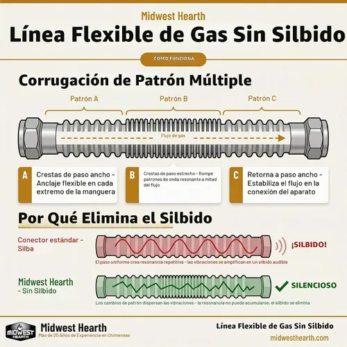 Vista 2 de Midwest Hearth - Línea flexible de gas sin silbatos 3/4 para hoguera, 24
