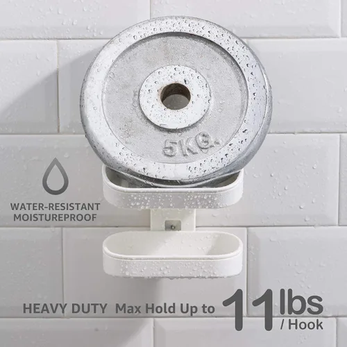 Vista 4 de LEVERLOC Jabonera para ducha, ventosa, para montar en la pared, sin perforación, autodrenante, extraíble, impermeable, fuerte, barra de succión al