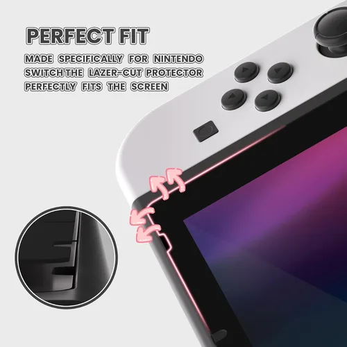 Vista 6 de eXtremeRate 2 Pack Black Border Transparent HD Clear Saver Protector Film, Tempered Glass Screen Protector for Nintendo Switch