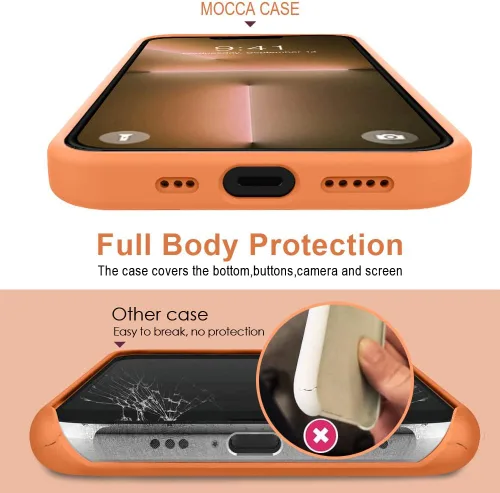 Vista 5 de MOCCA Funda compatible con iPhone 13 Pro Max de 6.7 pulgadas con soporte de anillo, silicona líquida, forro de microfibra, funda protectora