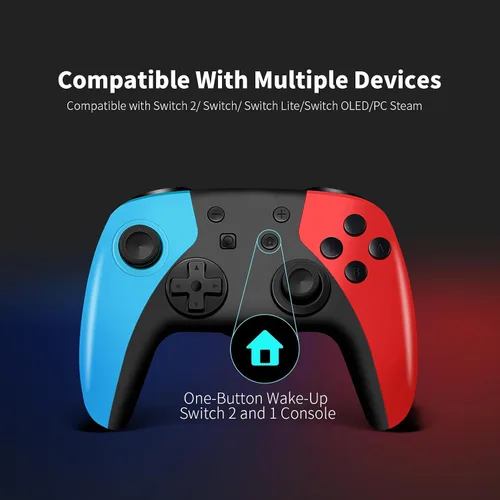 Vista 7 de AceGamer 2 Pack Wireless Controller for Nintendo Switch/Lite/OLED, Hall Effect Joystick for Switch 2 Pro Controller with Wake-Up/Turbo/Dual