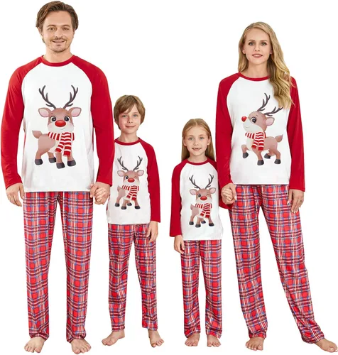 Vista 28 de OAKFashion Conjuntos de Pijamas Familiares de Navidad, Pijamas Familiares a Juego de Navidad Ropa de Dormir Pjs