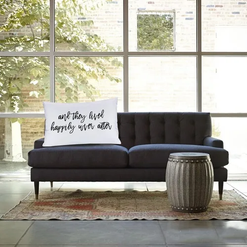 Vista 5 de SILYHEART Fundas de almohada decorativas con texto en inglés «And They Lived Happily Ever After», fundas de almohada oblongas para cama, silla