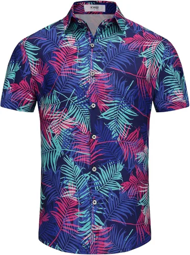 Vista 212 de KYKU - Camisa hawaiana funky para hombre, ropa tropical para vacaciones en Palm Beach