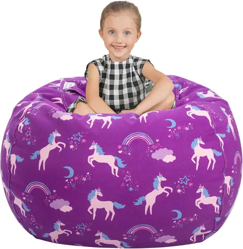 Vista 39 de Aubliss - Silla de almacenamiento para peluches en forma de puf (Estrella Aqua, Mediana (32"))