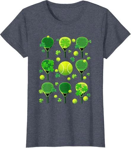 Vista 19 de St Patricks Day Padel Tennis Shamrock Paddle Irish Pride T-Shirt
