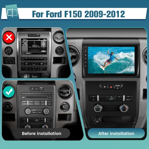 Vista 2 de AWESAFE Android 13 Estéreo de coche para Ford F150 2009 2010 2011 2012, inalámbrico Carplay Android Auto Android 9 pulgadas pantalla táctil F150