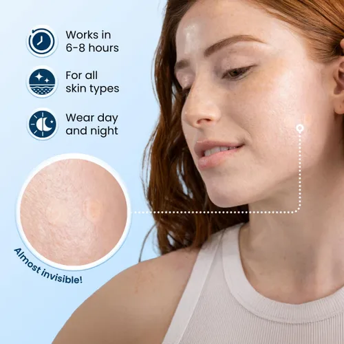 Vista 2 de CLEAN SKIN CLUB 60 parches invisibles veganos para espinillas, Derma Dot hidrocoloide para cubrir zits, puntos negros, imperfecciones, adhesivo