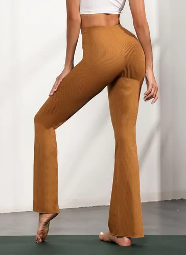 Vista 5 de Vssjavun Pantalones acampanados para mujer pantalones de yoga de pierna ancha cintura alta pantalones fluidos para descansar